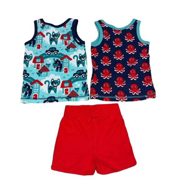 Maxomorra Outfit Bundle Tank Tops And Shorts Octopus And Cats Size 86/92 - Picture 5 of 5
